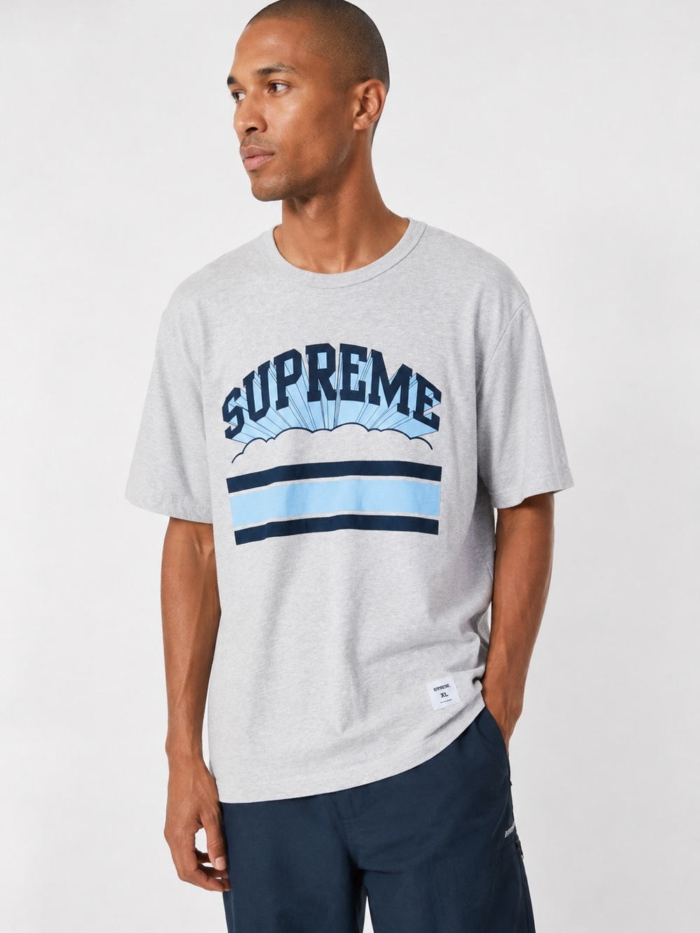 Supreme Cloud Arc Tee Ash Grey Crewneck Cotton Short Sleeve Graphic T-Shirt XL